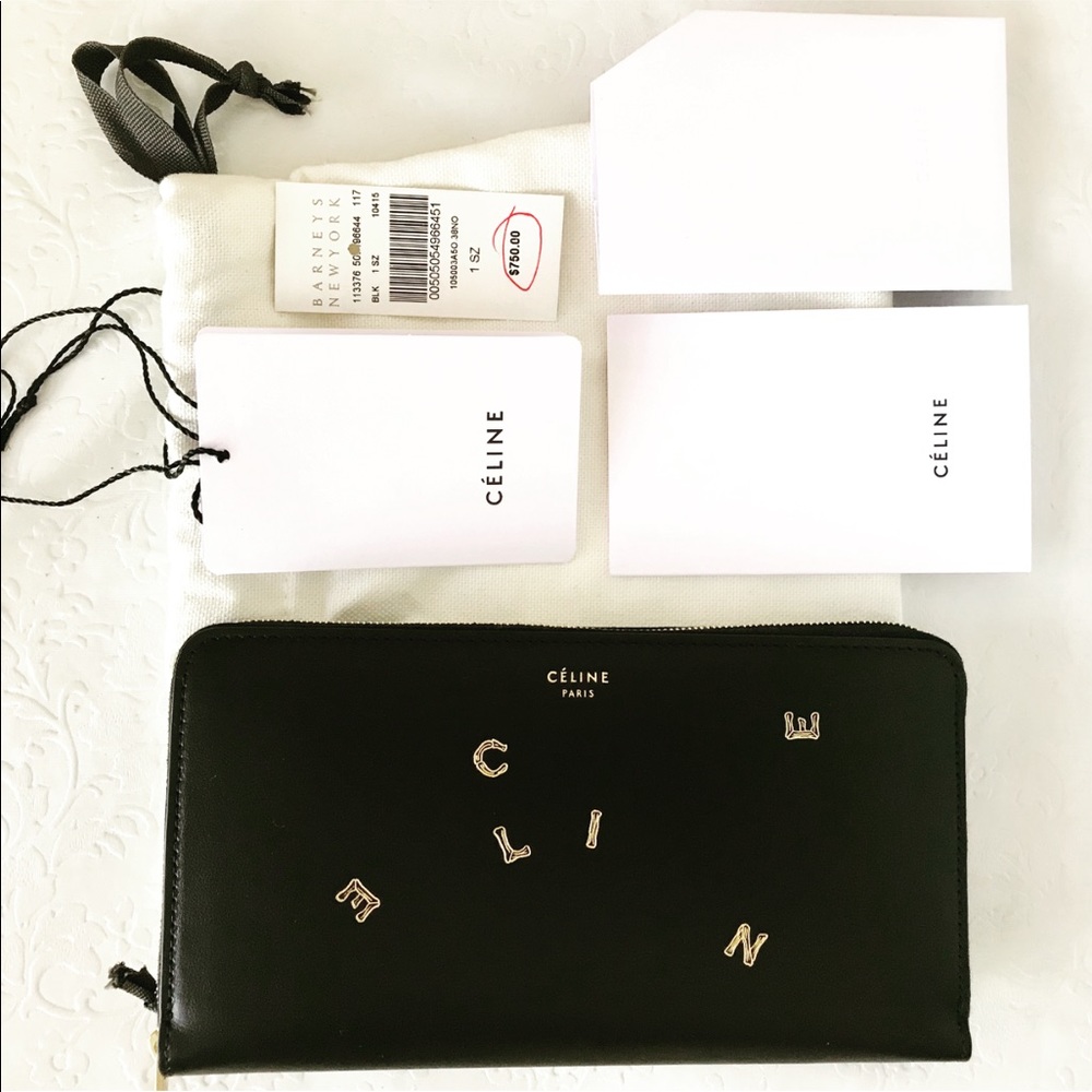 Céline Alphabet Black Clutch Wallet
